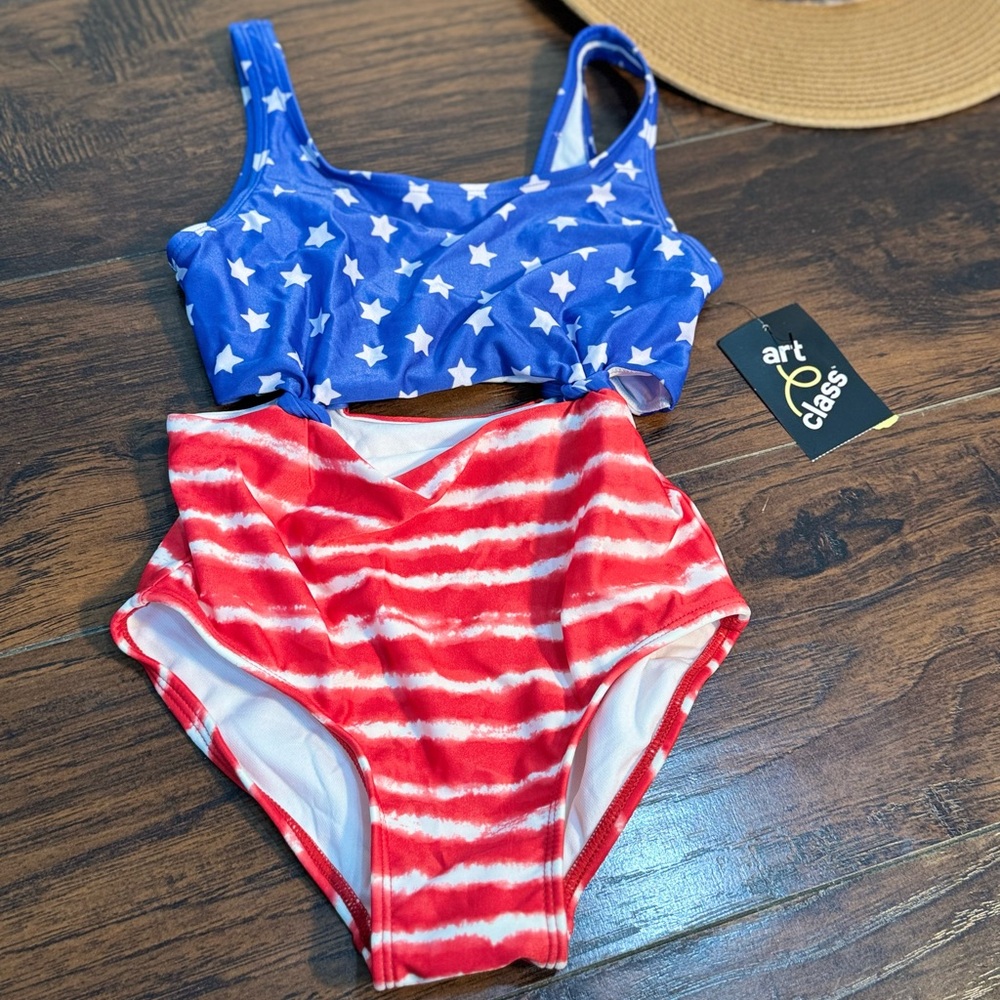 Art Class Blue Star Top and Red Stripe Bottom Set